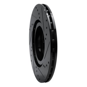 Fiat 500E Brake Rotor (1) - Front Left - R1 Concepts - Drilled & Slotted - Black - `12-`19